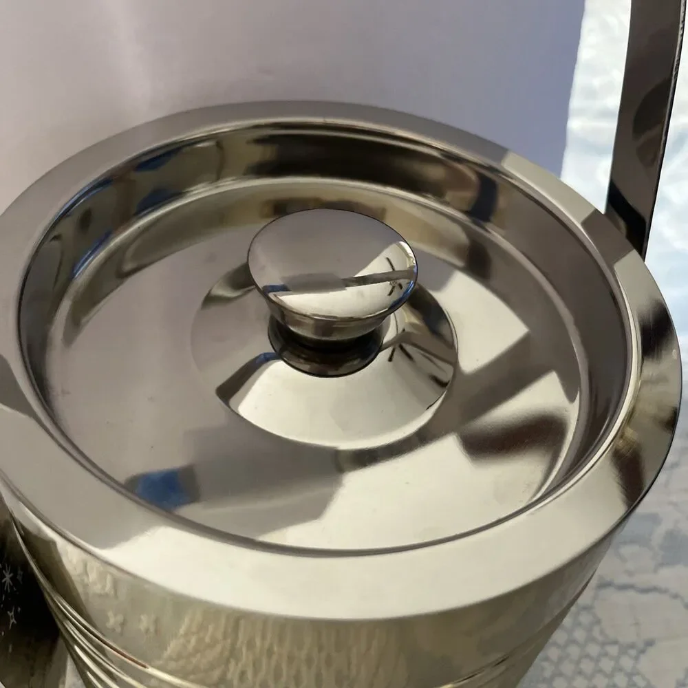 Gold/Silver Modern Party Ice Bucket Holiday Stylish Urban Double Walled Cold